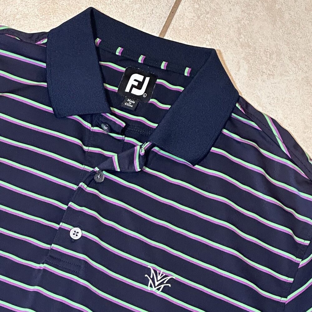 FootJoy FJ Polo Mens‎ Size L Shirt Striped Performance Spandex Golf Activewear
